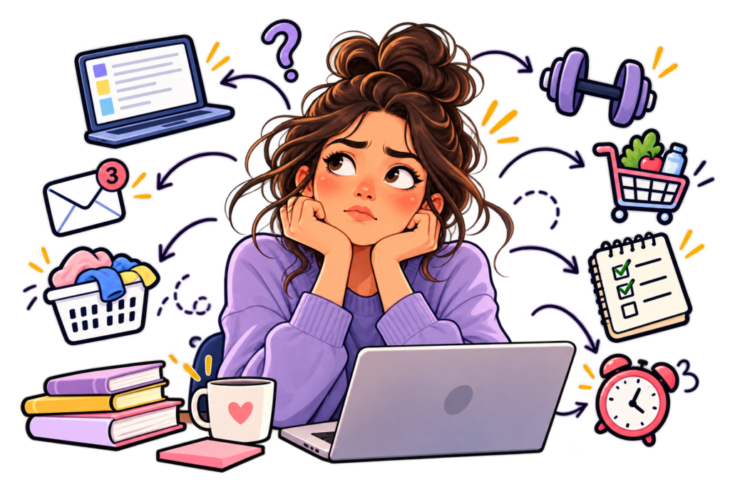 Why ADHD Makes Switching Between Tasks So Hard Woman feeling overwhelmed by ADHD task switching